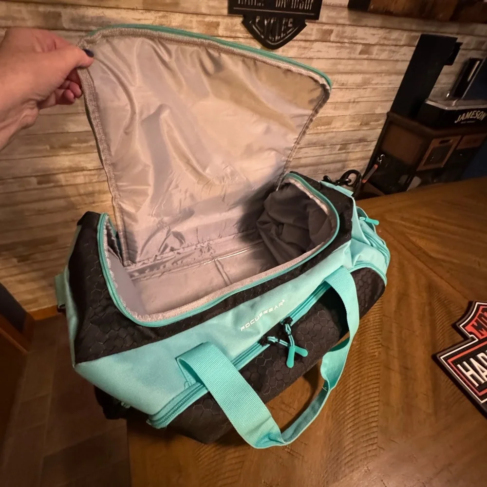 Aqua and Black gym bag
